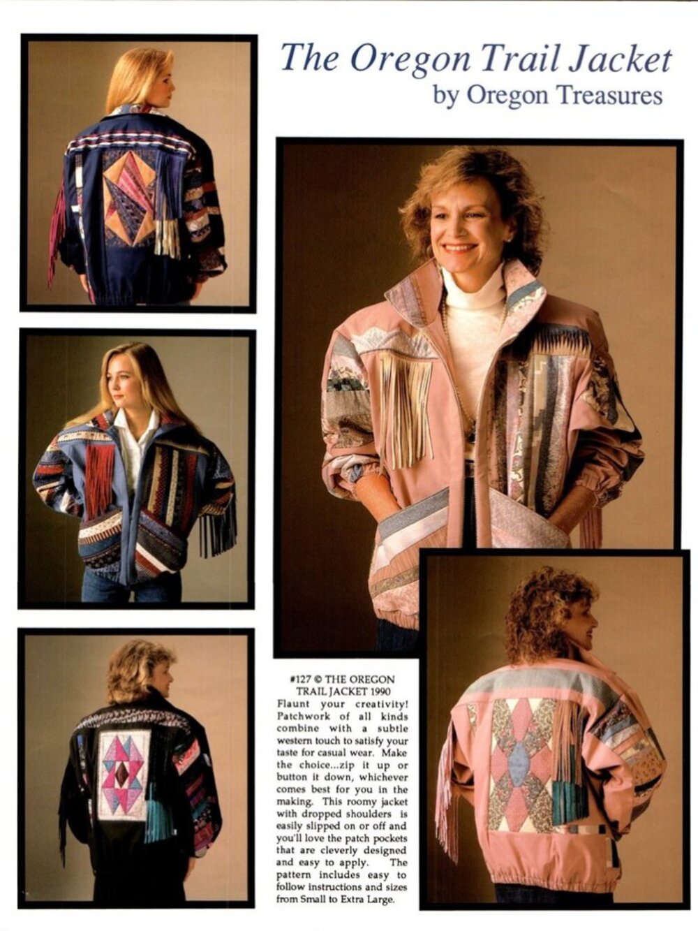 Vintage Oregon Trail Jacket Patchwork Western Fringed Style Coat Sewing Pattern